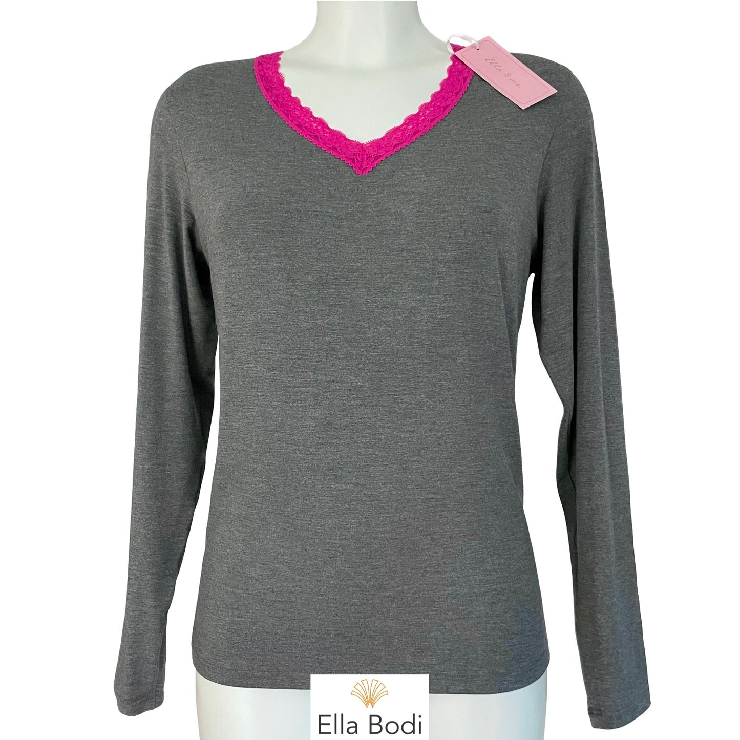 Bamboo Jersey Long Sleeve Pyjama Top (Dark Marl Grey)