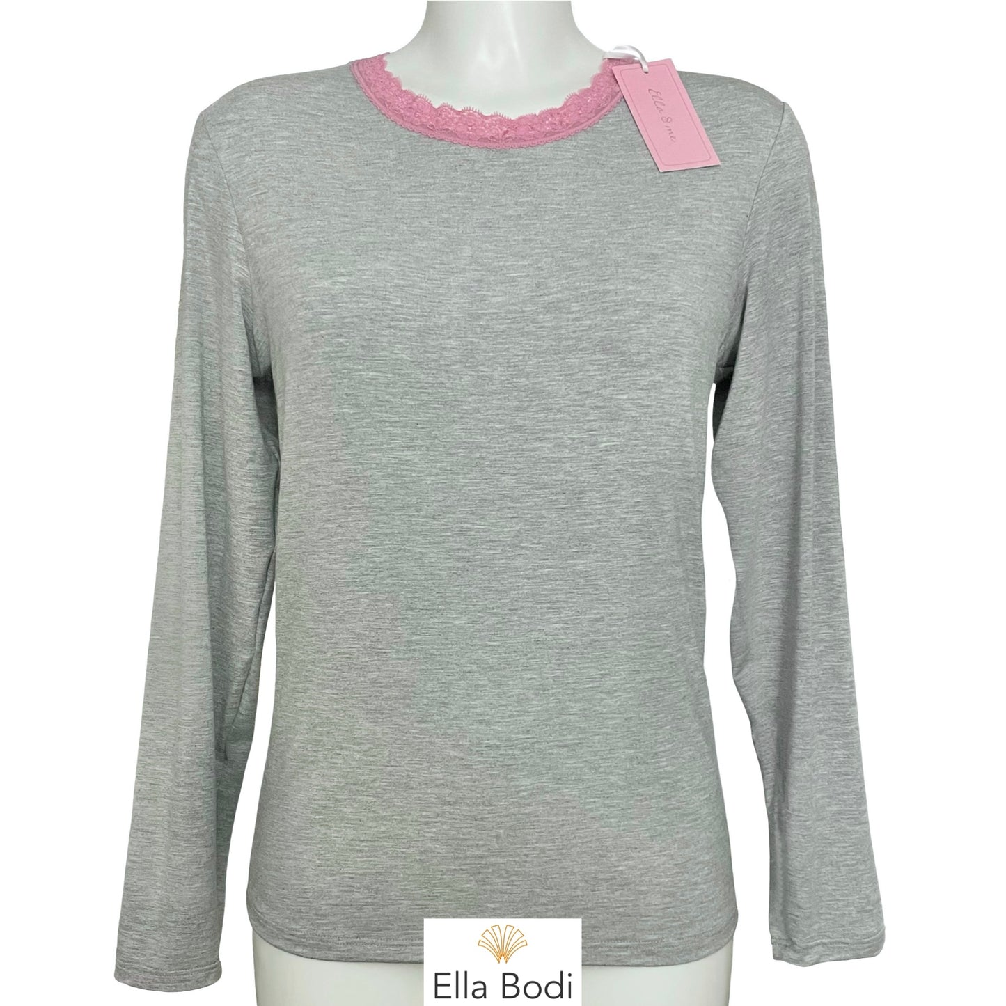 Bamboo Jersey Long Sleeve Pyjama Top (Light Marl Grey)