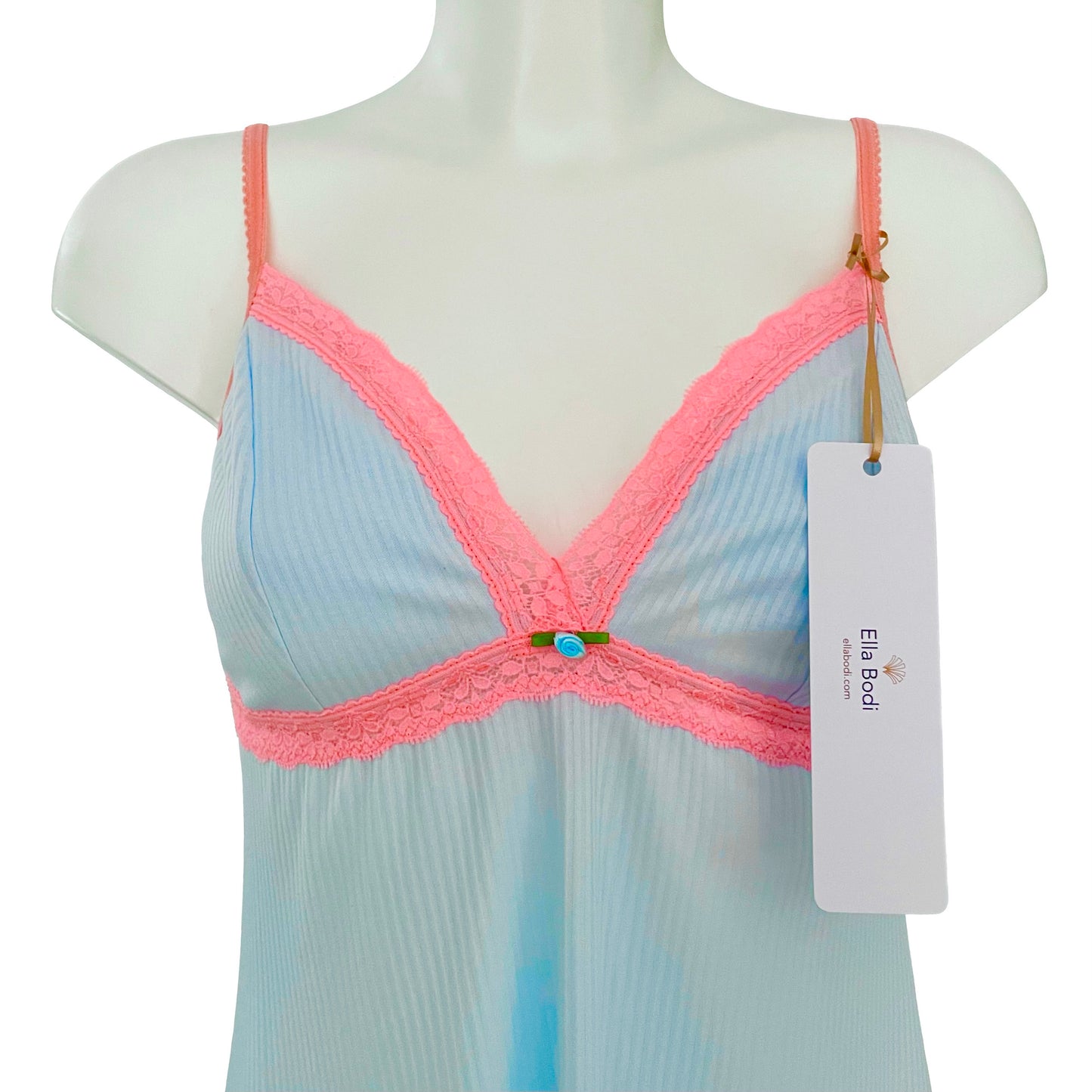 Organic Cotton Shadow Stripe Jersey Chemise - Sky & Coral