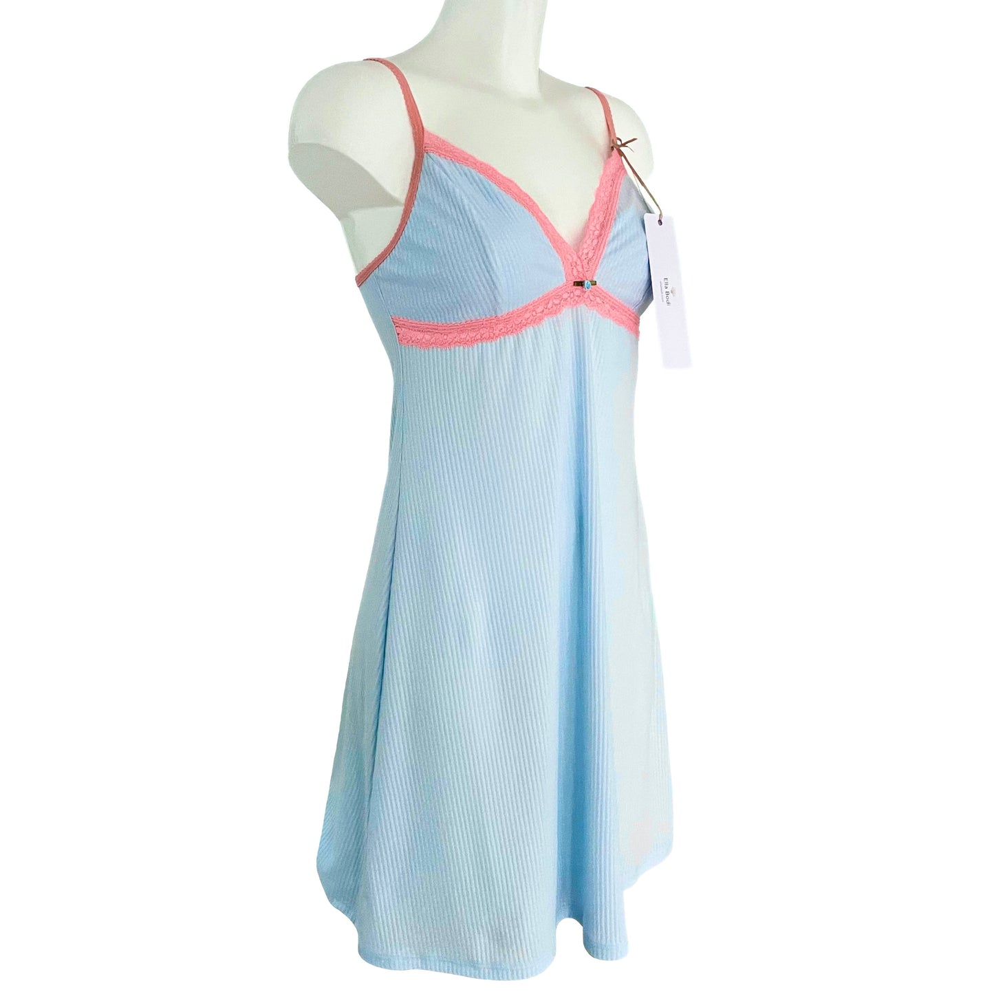 Organic Cotton Shadow Stripe Jersey Chemise - Sky & Coral