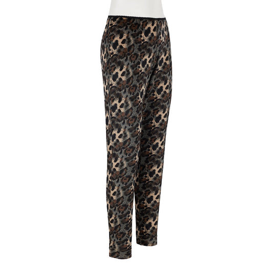 Micro Velour Soft Knit Jersey Long Pyjama Jogger Pant (Animal Print)