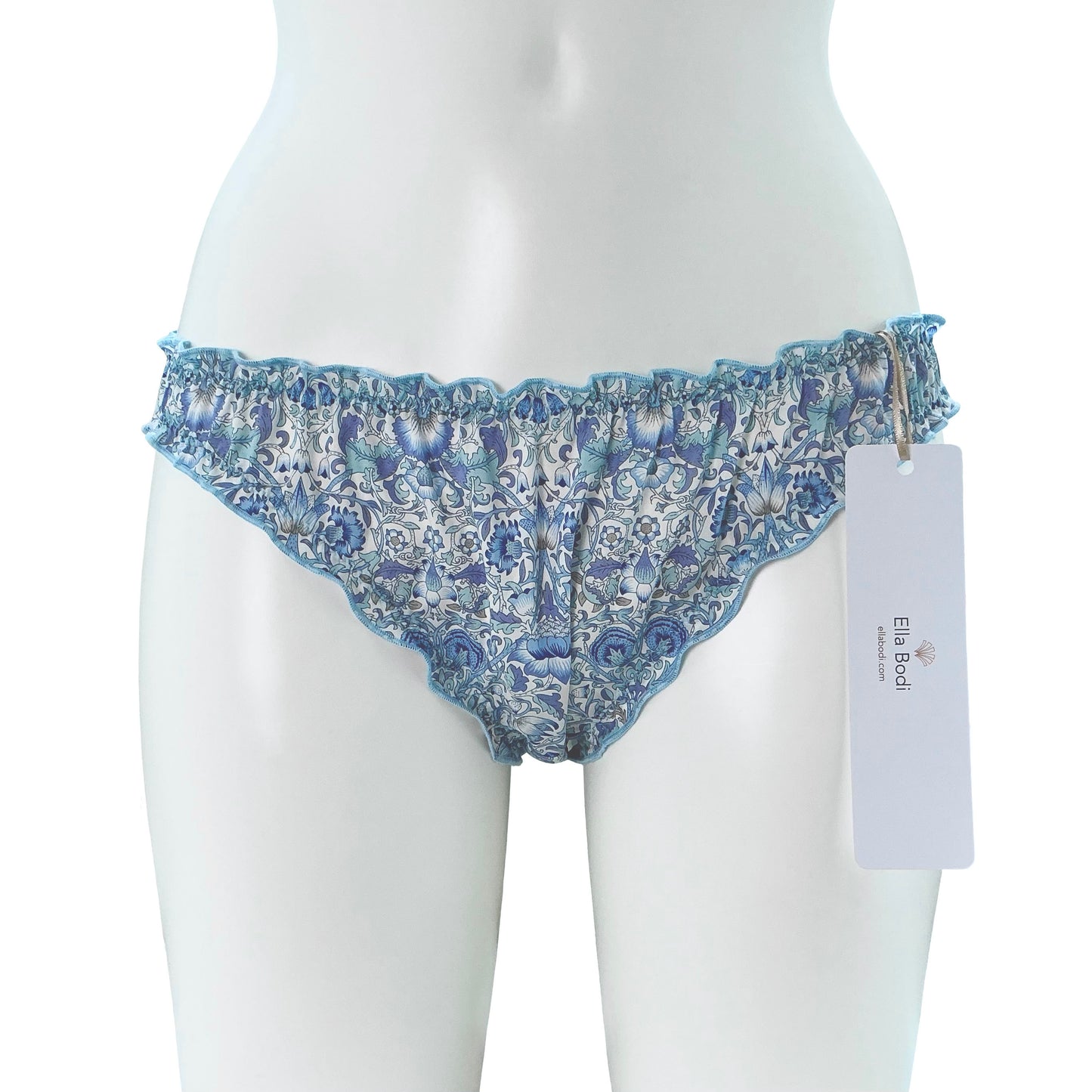 Liberty Print Soft Organic Cotton Lawn Ruffle Knicker - Lodden (Blue)