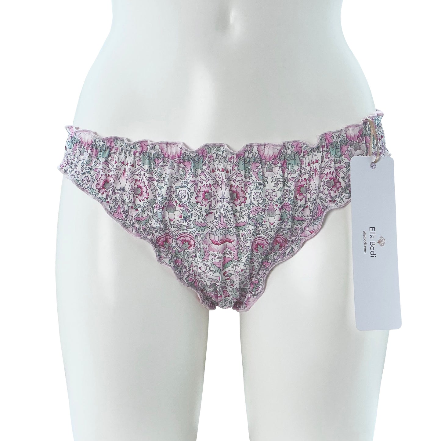 Liberty Print Soft Organic Cotton Lawn Ruffle Knicker - Lodden (Pink)
