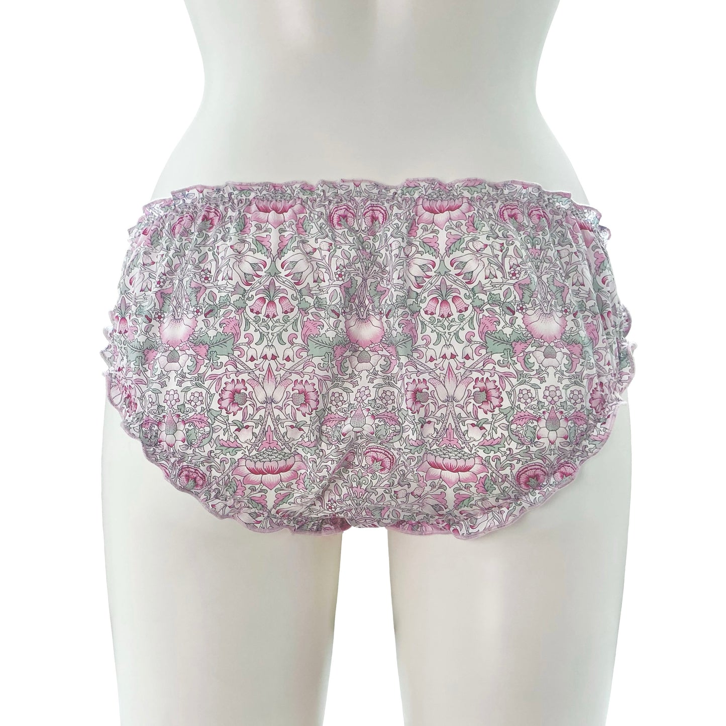 Liberty Print Soft Organic Cotton Lawn Ruffle Knicker - Lodden (Pink)