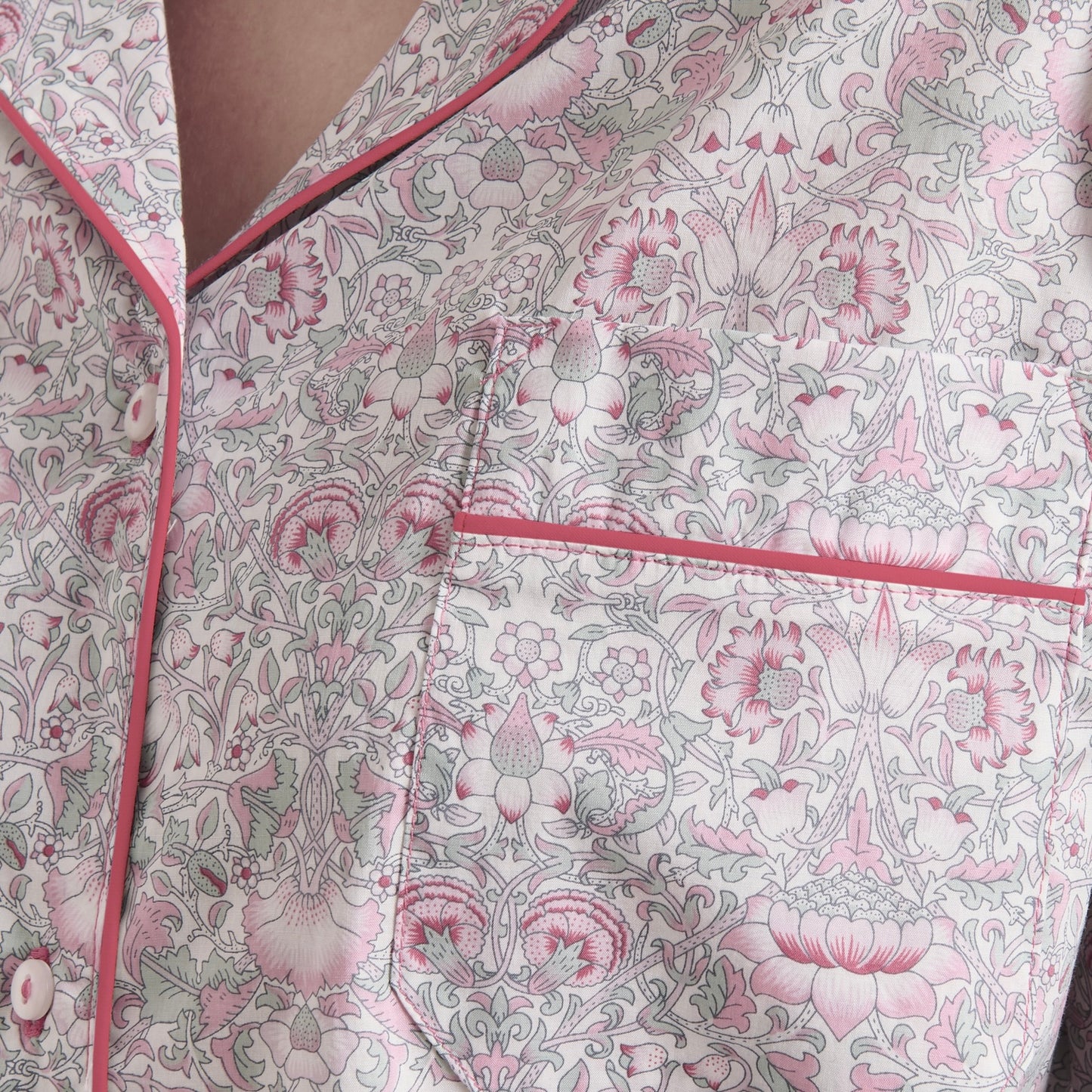 Liberty Print Classic Pyjama In Organic Cotton Lawn - Lodden (Pink)