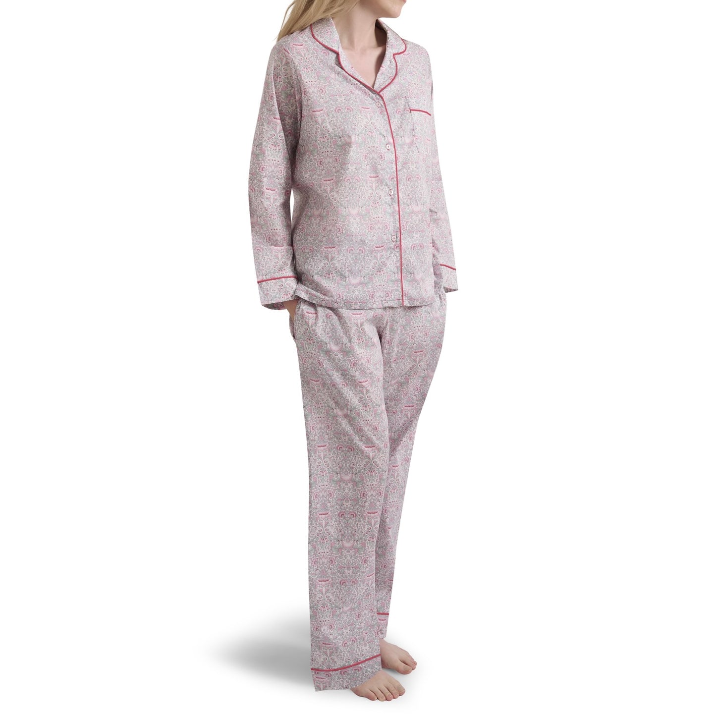 Liberty Print Classic Pyjama In Organic Cotton Lawn - Lodden (Pink)