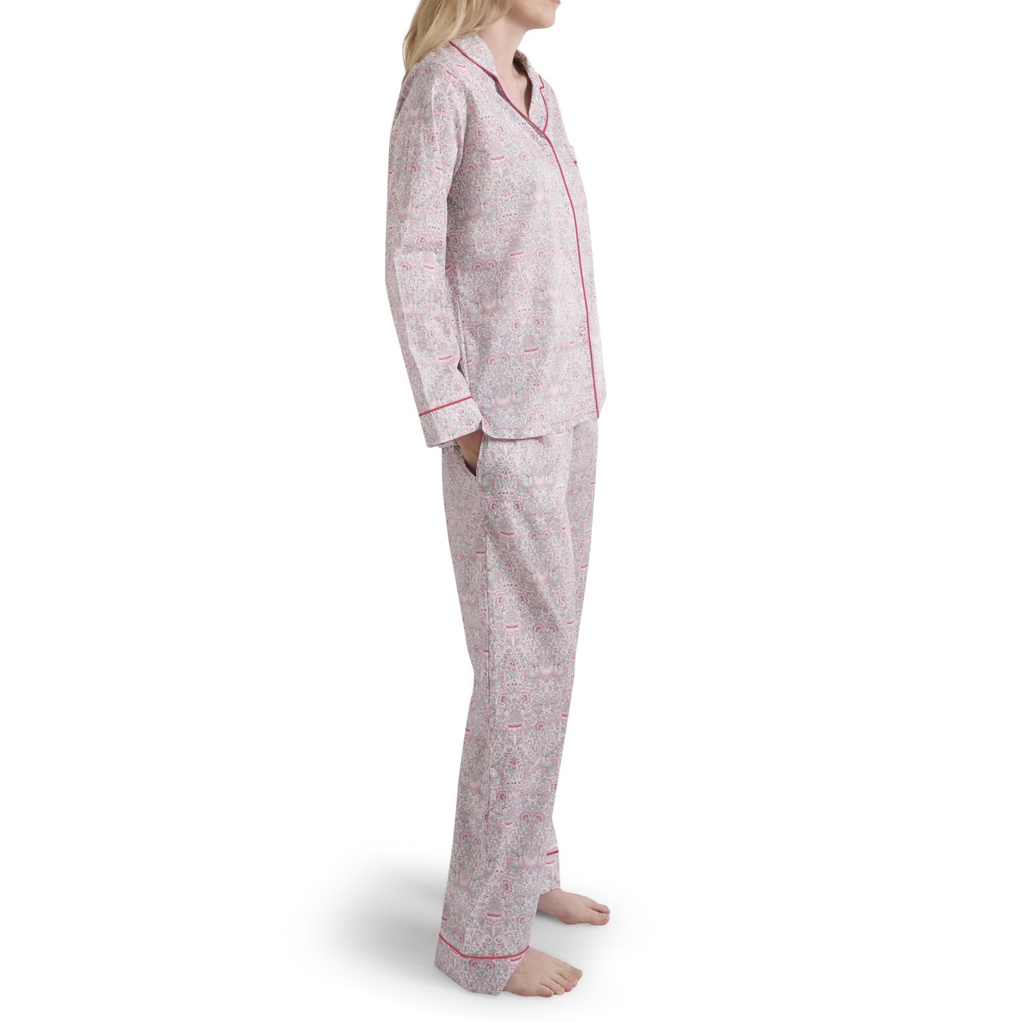 Liberty Print Classic Pyjama In Organic Cotton Lawn - Lodden (Pink)