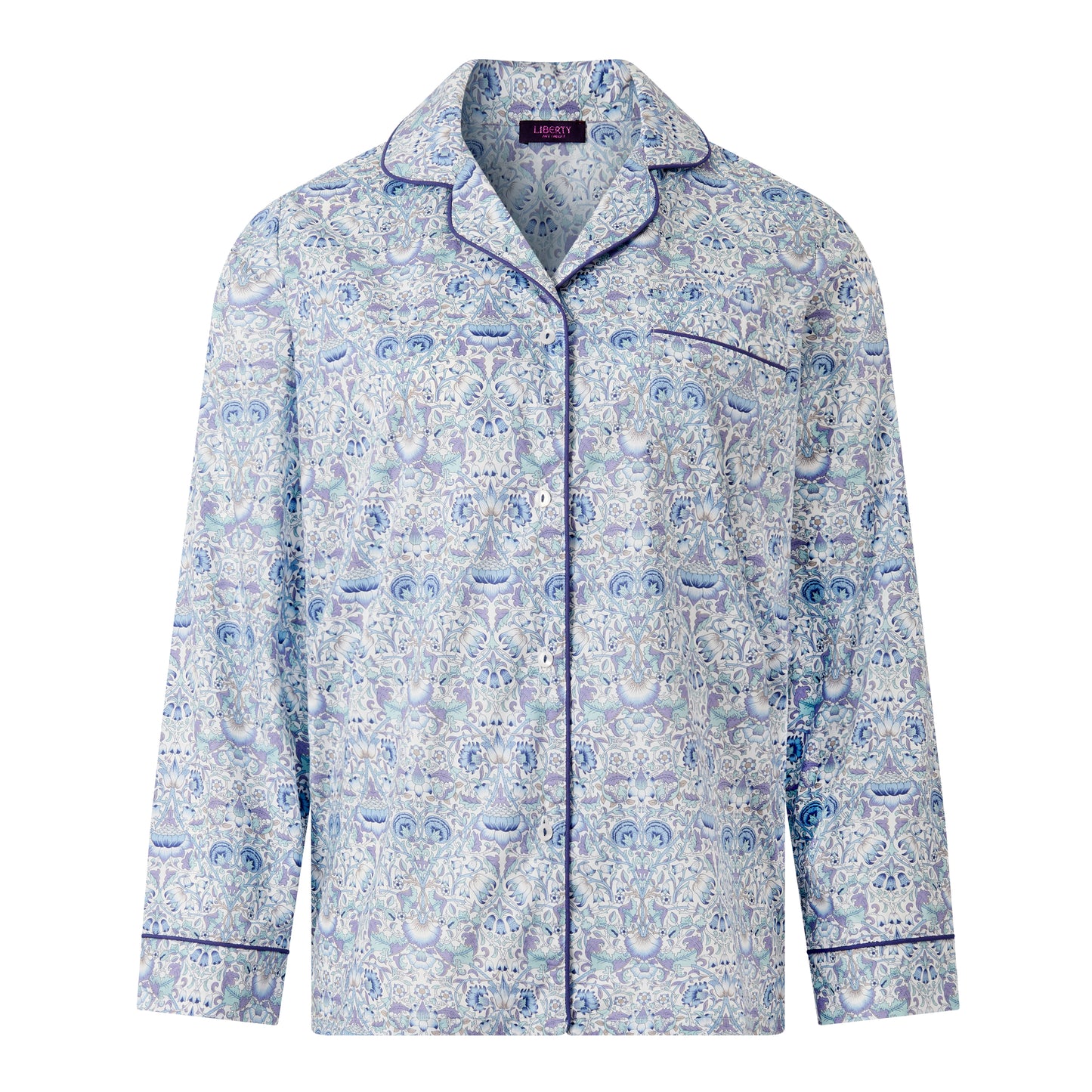 Liberty Print Classic Pyjama In Organic Cotton Lawn - Lodden (Blue)