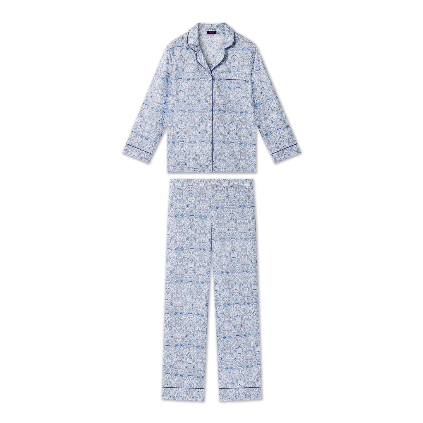 Liberty Print Classic Pyjama In Organic Cotton Lawn - Lodden (Blue)