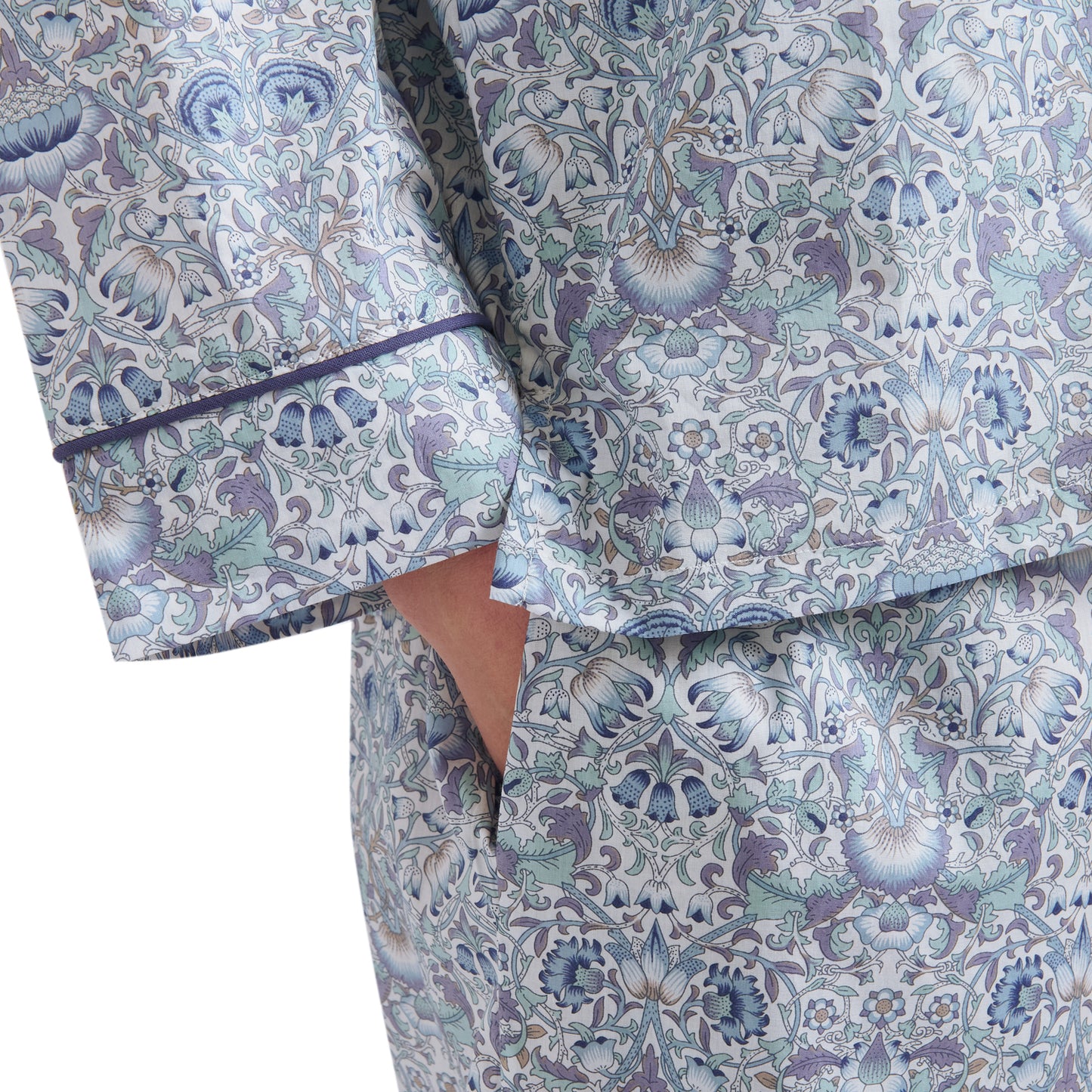 Liberty Print Classic Pyjama In Organic Cotton Lawn - Lodden (Blue)