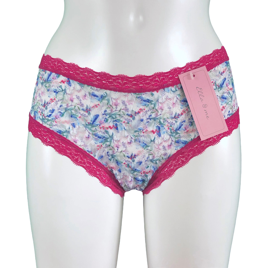 Printed Signature Lace Classic Fit Knicker - Raspberry Wildflowers