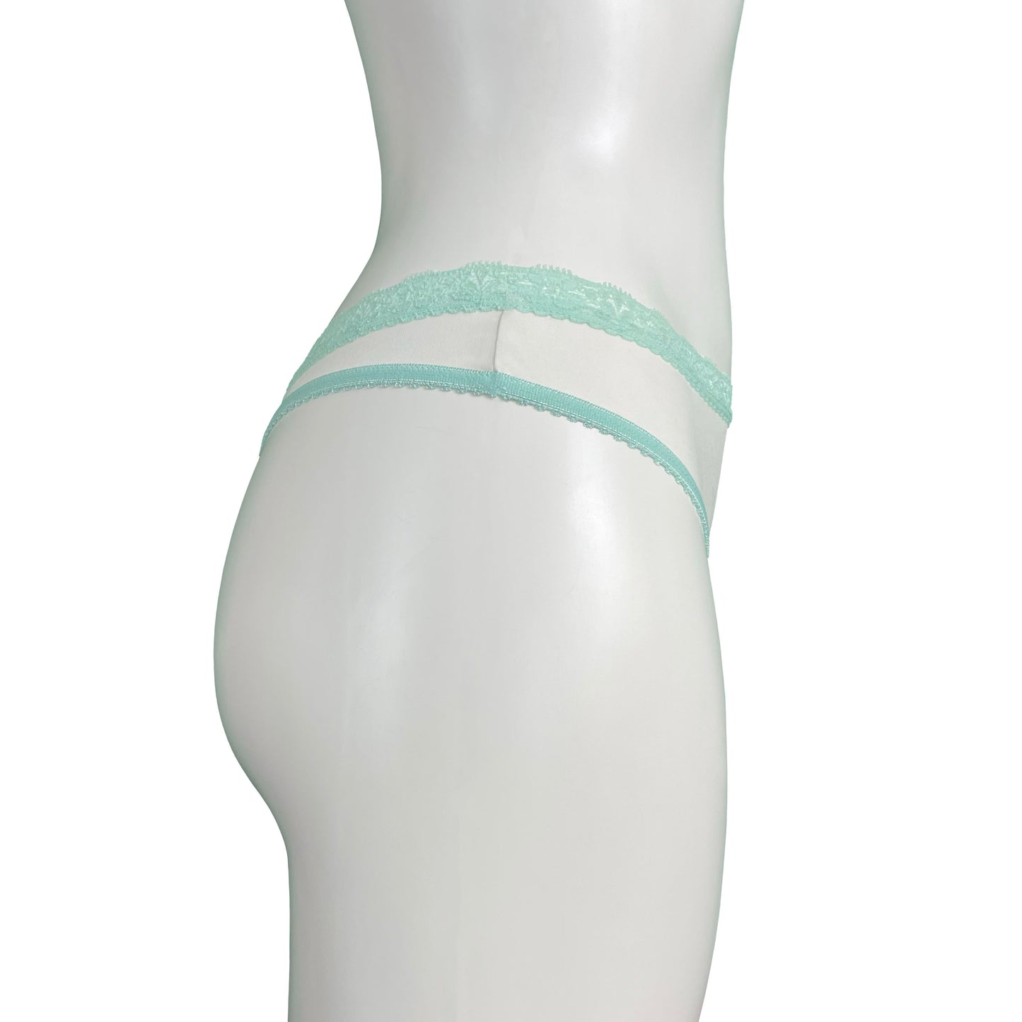 Soft Touch Stretch Microfibre Thong - Ivory & Spearmint