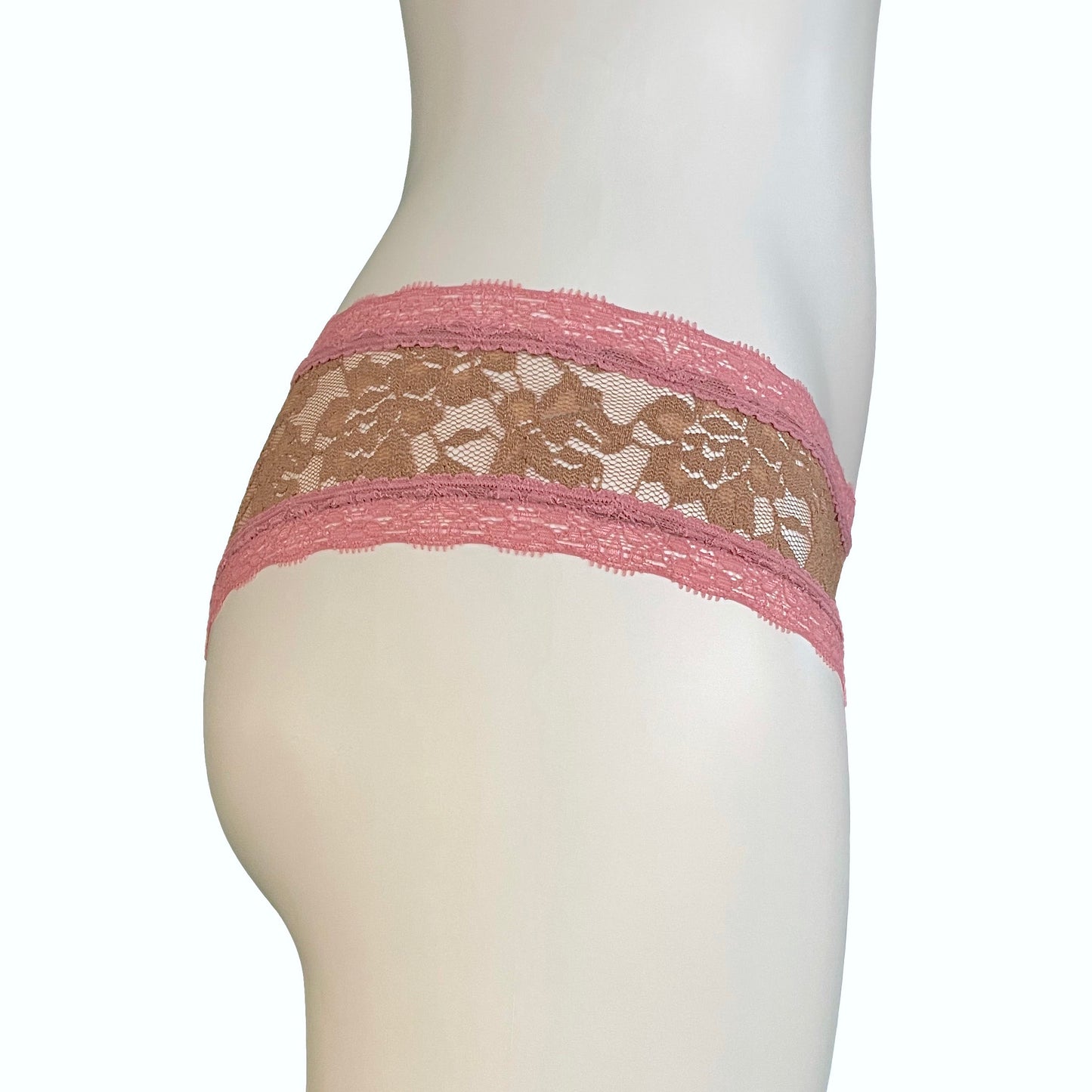 Signature Lace Brazilian Fit Knicker - Gold Dust & Vintage Rose