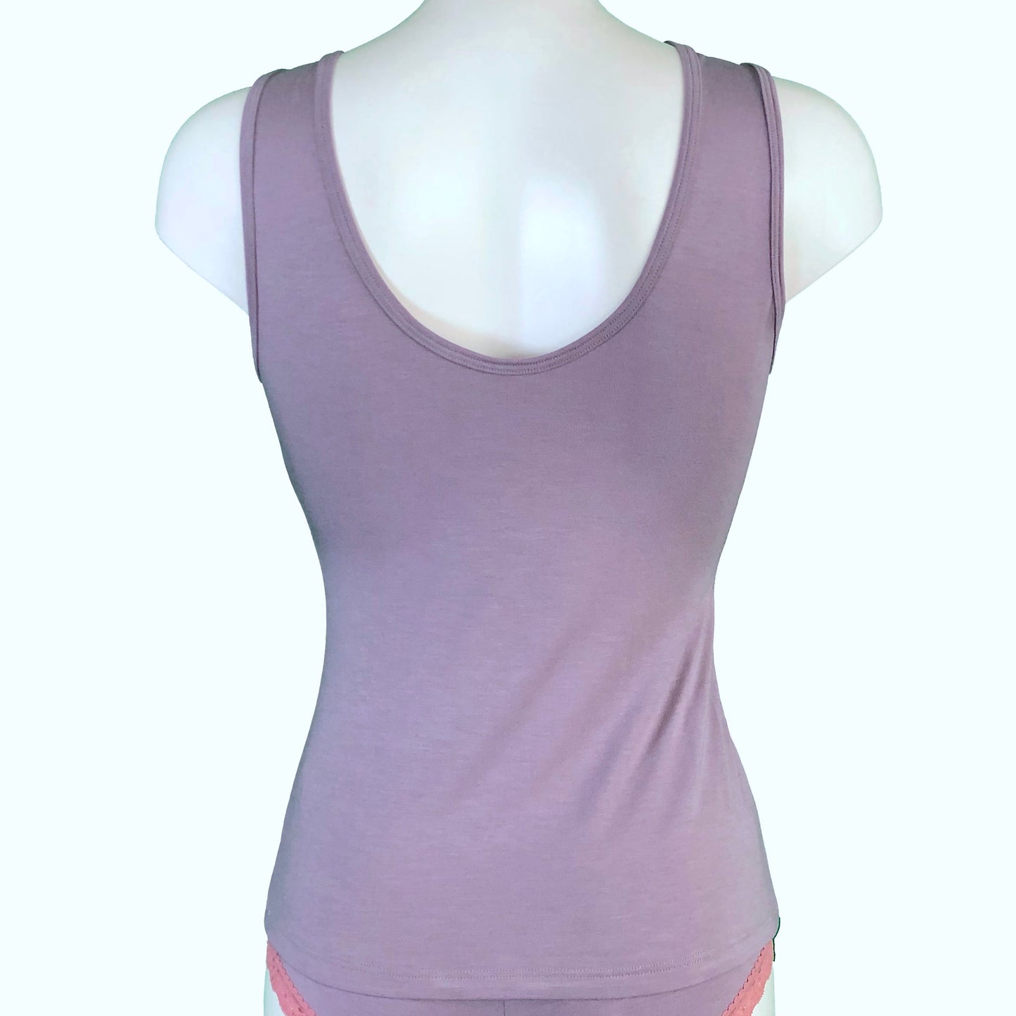Soft Bamboo Jersey Lace Trim Cami Vest - Grey Mist & Vintage Rose