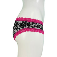 Signature Lace Cheeky Fit Knicker - Black & Raspberry