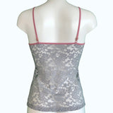Signature Lace Strappy Cami Top - Grey Mist & Vintage Rose