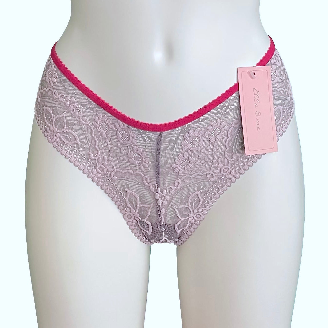Jacquard Lace Brazilian Fit Knicker - Pink Pewter