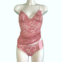 Signature Lace Strappy Cami Top - Vintage Rose & Ivory