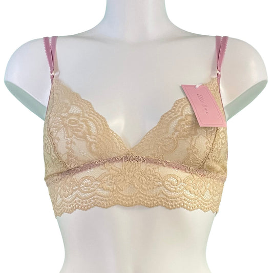 Jacquard Rose Lace Bralette - Honey