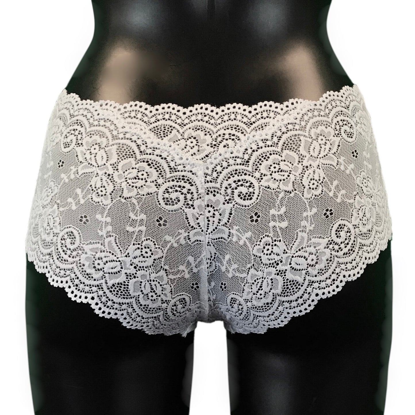 Jacquard Rose Lace Classic Knicker - White