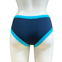 Soft Bamboo Jersey Classic Fit Knicker - Navy & Turquoise