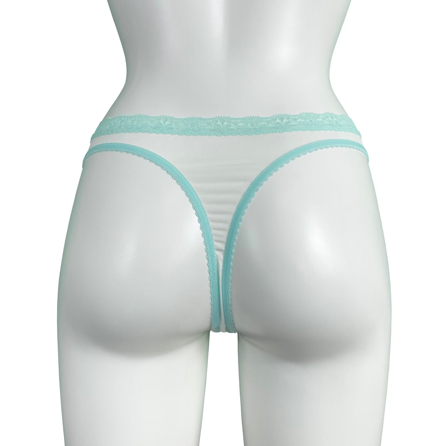 Soft Touch Stretch Microfibre Thong - Ivory & Spearmint