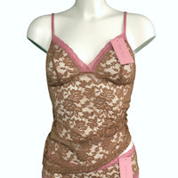 Signature Lace Strappy Cami Top - Gold Dust & Vintage Rose