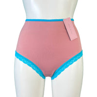 High Waist ‘Soft Touch’ Knicker - Antique Rose & Turquoise