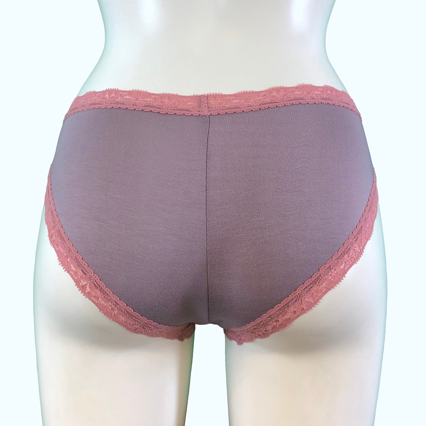 Soft Bamboo Jersey High Leg Knicker - Grey Mist & Vintage Rose