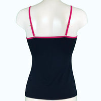 Soft Bamboo Jersey Strappy Cami Top - Navy & Raspberry