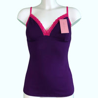 Soft Bamboo Jersey Strappy Cami Top - Violet & Raspberry