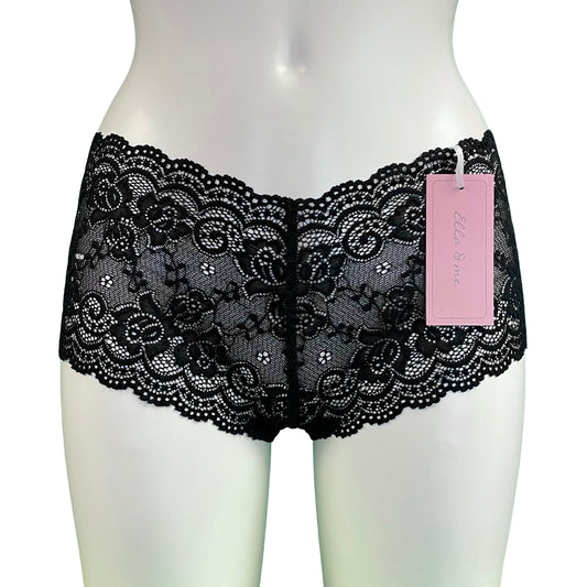 Jacquard Rose Lace Classic Knicker - Black