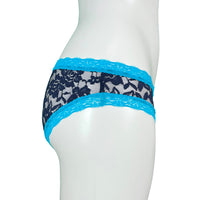 Signature Lace Cheeky Fit Knicker - Navy & Turquoise