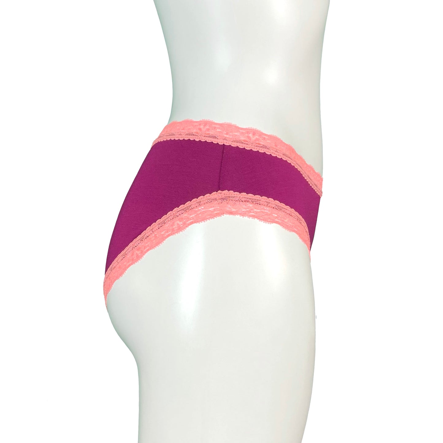 Soft Bamboo Jersey High Leg Knicker - Raspberry & Coral