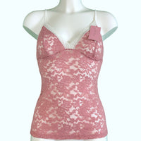 Signature Lace Strappy Cami Top - Vintage Rose & Ivory