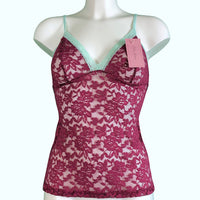Signature Lace Strappy Cami Top - Rosewood & Spearmint