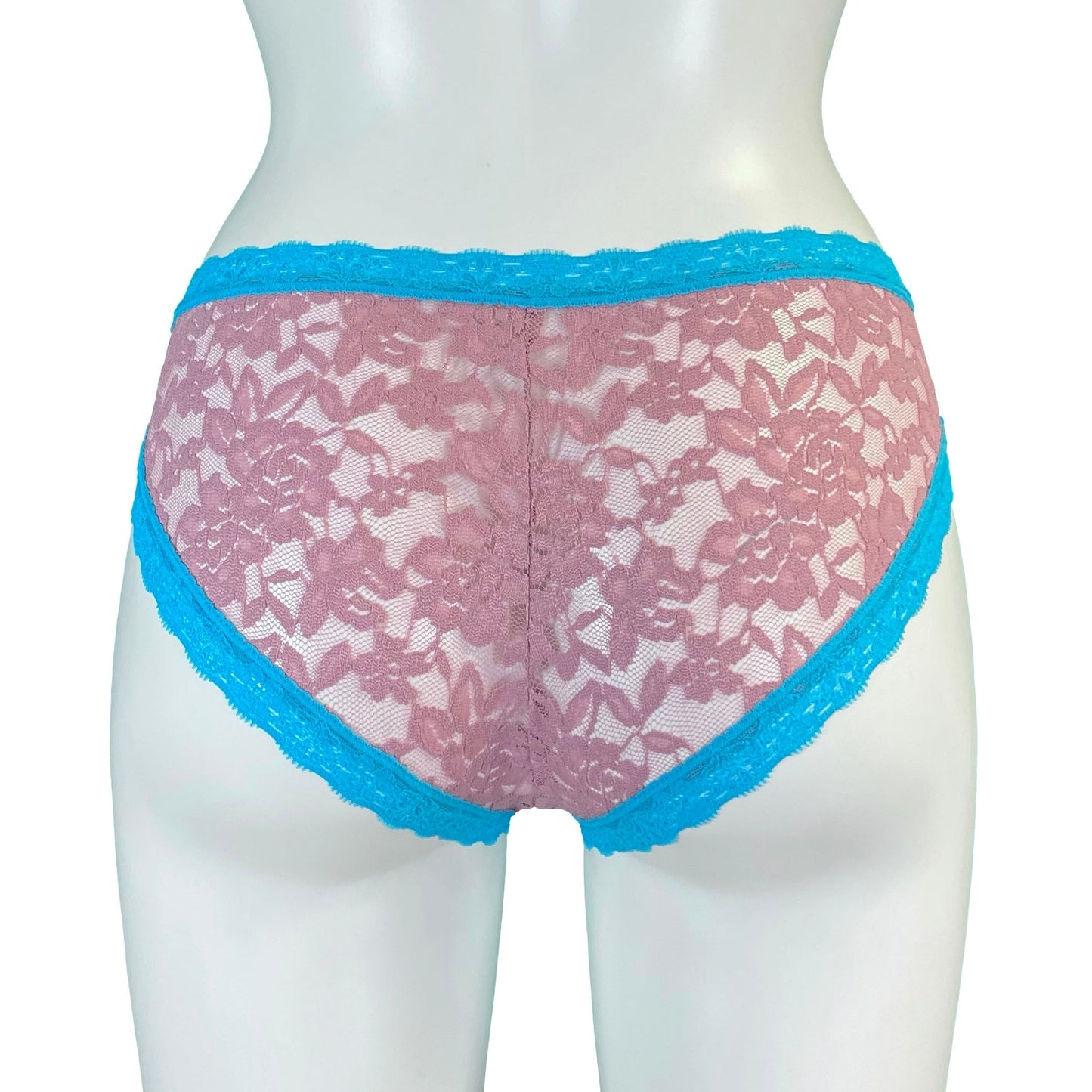 Signature Lace High Leg Knicker - Vintage Rose & Turquoise