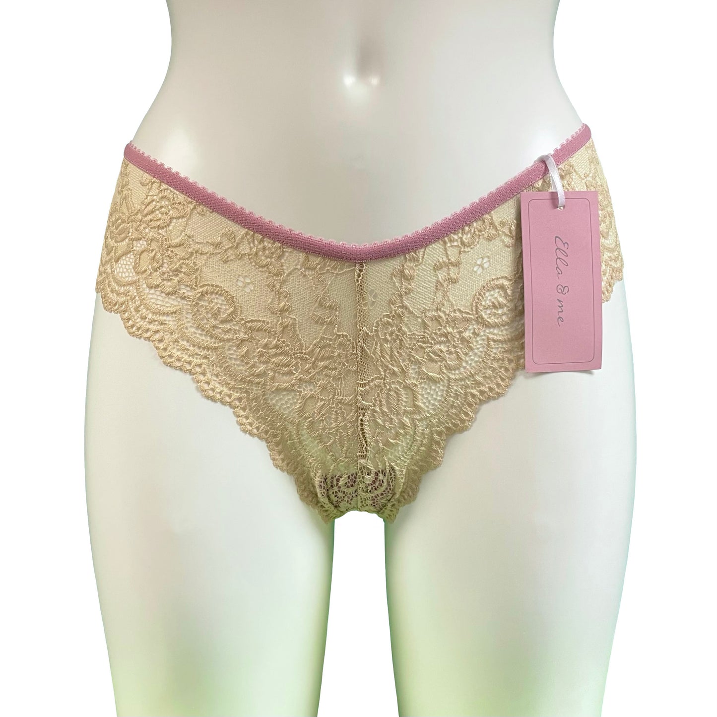 Jacquard Rose Lace Brazilian Fit Knicker - Honey