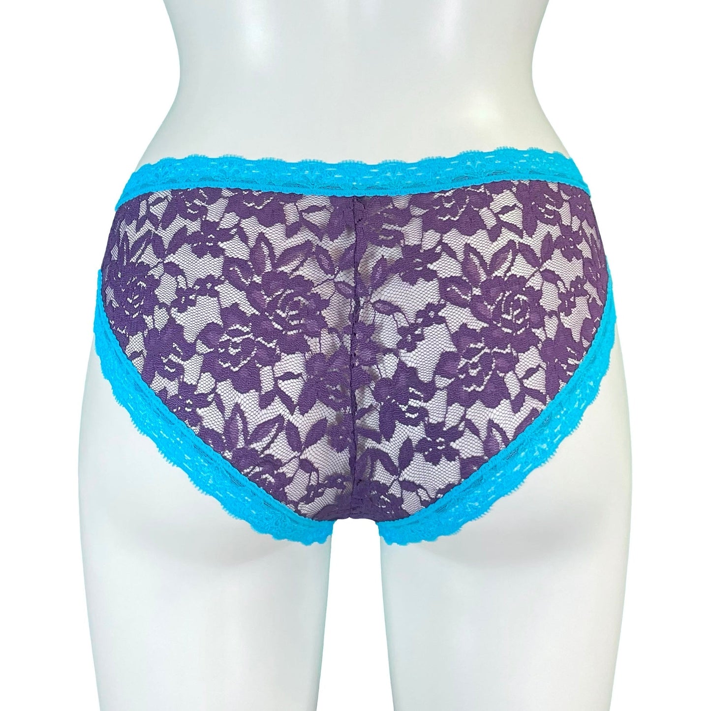 Signature Lace High Leg Knicker - Violet & Turquoise