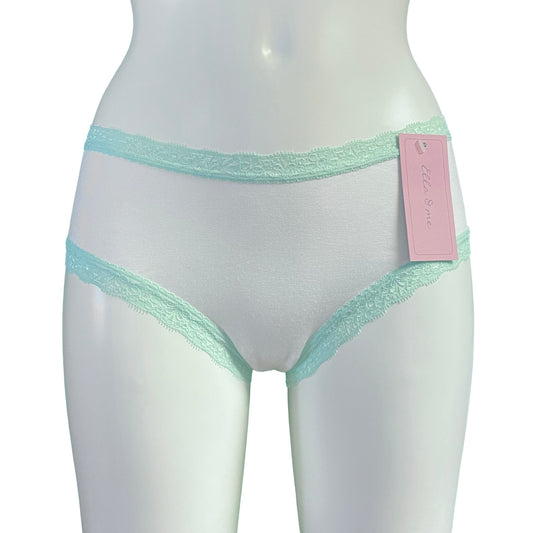 Soft Bamboo Jersey Classic Fit Knicker - White & Spearmint