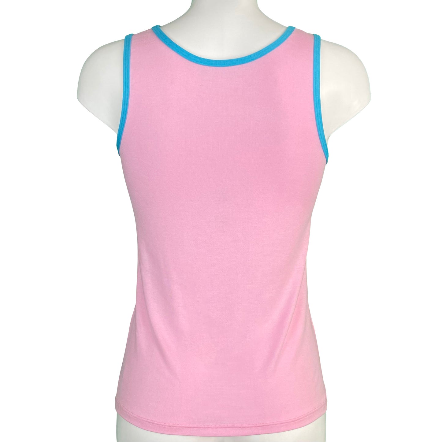 Soft Bamboo Jersey Scoop Neck Tank Top - Pink & Turquoise