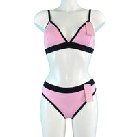 Soft Bamboo Jersey Triangle Bralette - Pink & Black
