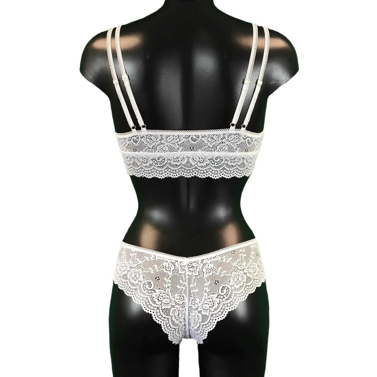 Jacquard Rose Lace Bralette - White