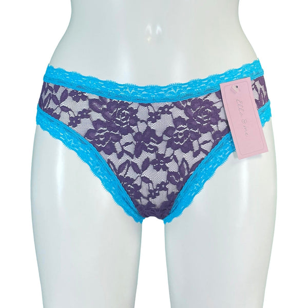 Signature Lace High Leg Knicker - Violet & Turquoise