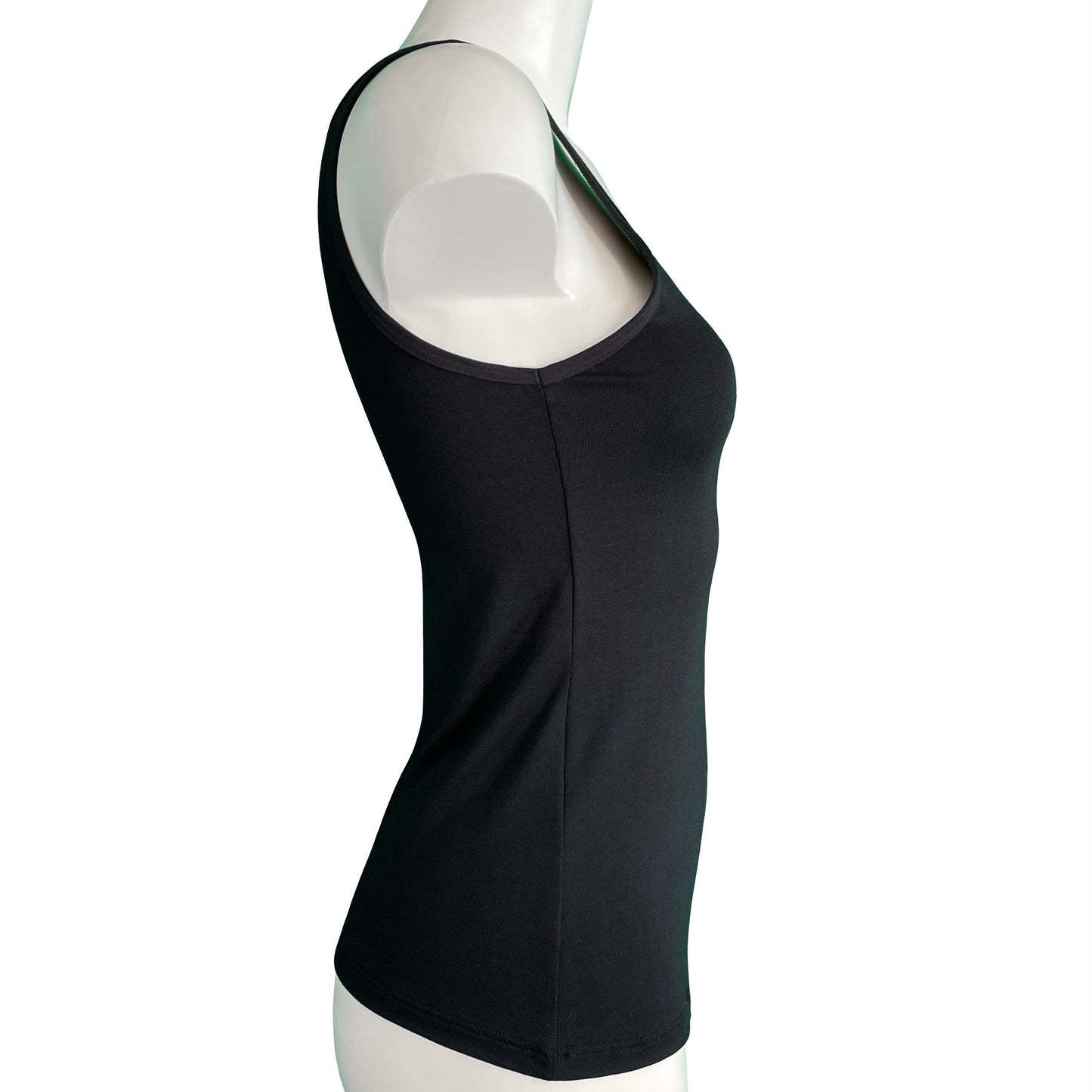 Soft Bamboo Jersey Scoop Neck Tank Top - Black