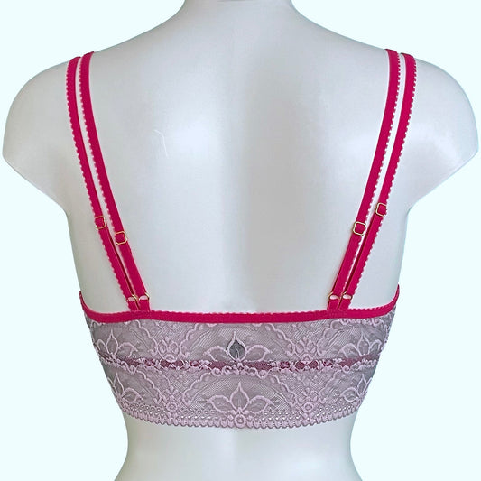 Jacquard Lace Bralette - Pink Pewter