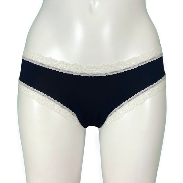 Soft Touch Cheeky Fit Brief - Navy & Ivory