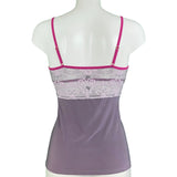 Soft Touch & Jacquard Lace Strappy Cami Top - Pink Pewter