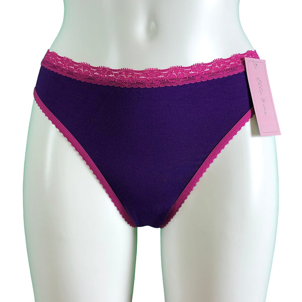 Soft Bamboo Jersey Thong - Violet & Raspberry