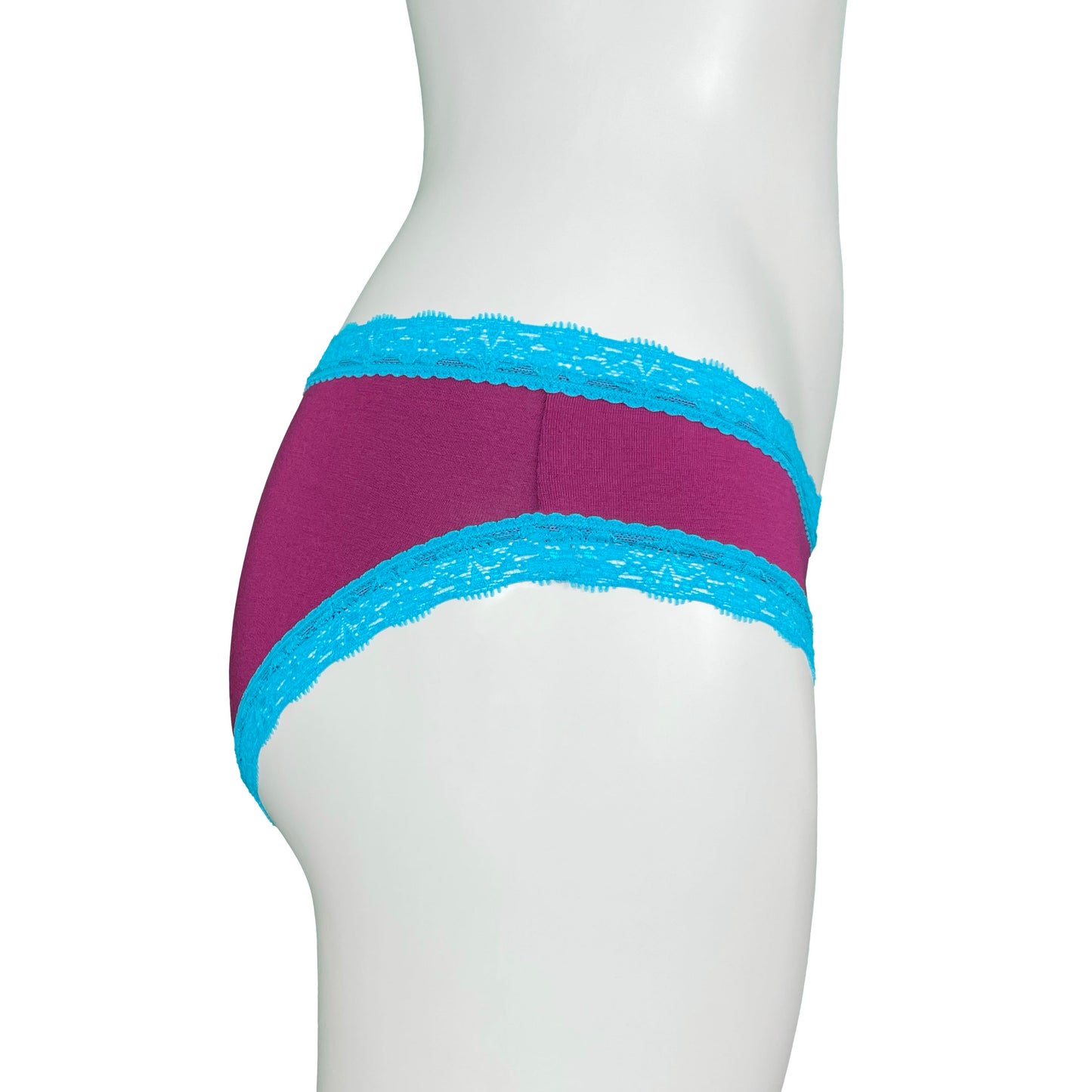 Soft Bamboo Jersey Cheeky Fit Knicker - Raspberry & Turquoise